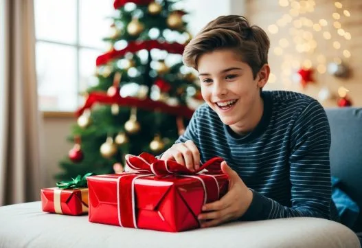 Dreng med sine julegaver